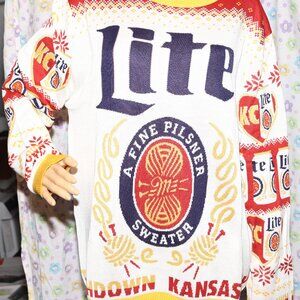 Bud light KC Kansas City touchdown football winter knit Ugly christmas Sweater